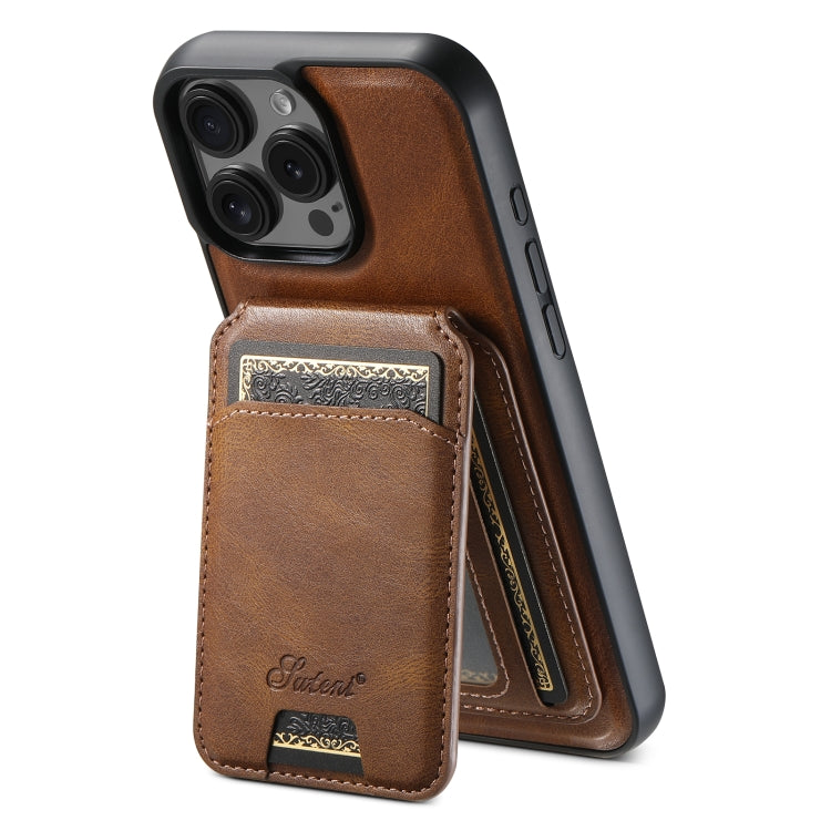 Suteni H15 MagSafe Oil Eax Leather Detachable Wallet Back Phone Case, For iPhone 16, For iPhone 15 Pro Max, For iPhone 15 Pro, For iPhone 15 Plus