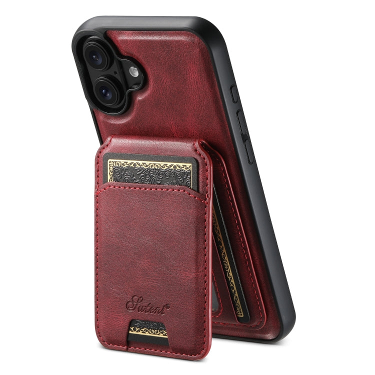 Suteni H15 MagSafe Oil Eax Leather Detachable Wallet Back Phone Case, For iPhone 16, For iPhone 15 Pro Max, For iPhone 15 Pro, For iPhone 15 Plus