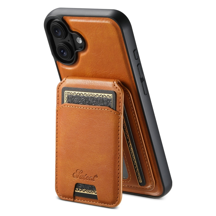 Suteni H15 MagSafe Oil Eax Leather Detachable Wallet Back Phone Case, For iPhone 16, For iPhone 15 Pro Max, For iPhone 15 Pro, For iPhone 15 Plus