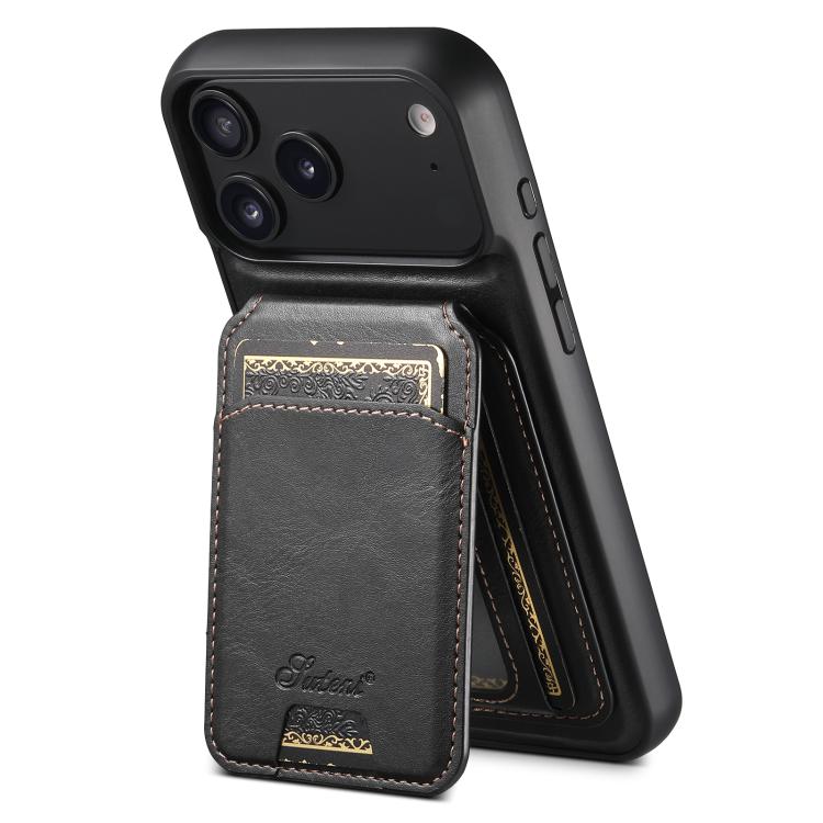 Suteni H15 MagSafe Oil Eax Leather Detachable Wallet Back Phone Case, For iPhone 17e / 16e, For iPhone 17 Pro Max, For iPhone 17 Pro, For iPhone 17