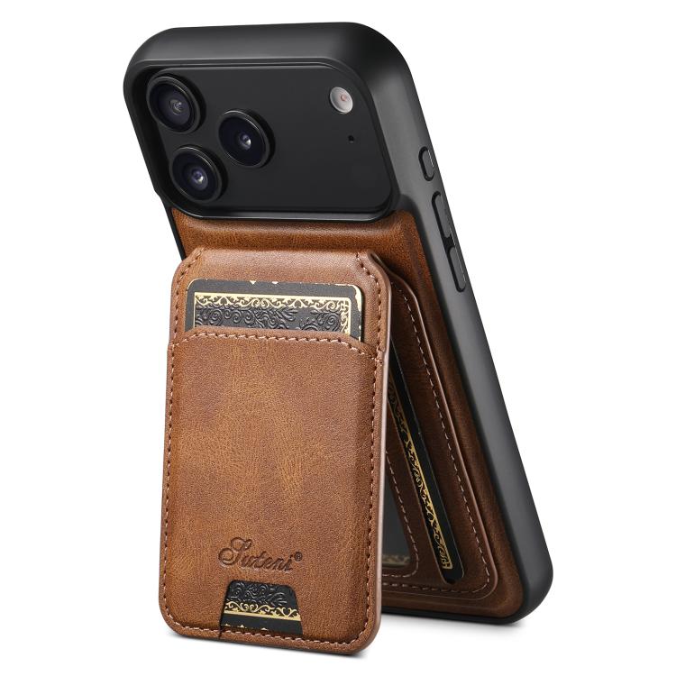 Suteni H15 MagSafe Oil Eax Leather Detachable Wallet Back Phone Case, For iPhone 17e / 16e, For iPhone 17 Pro Max, For iPhone 17 Pro, For iPhone 17