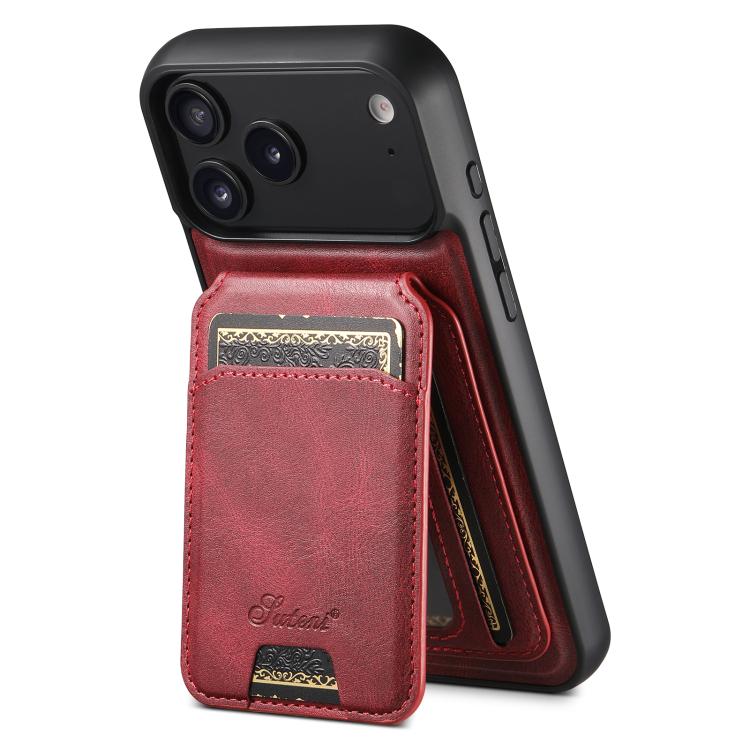 Suteni H15 MagSafe Oil Eax Leather Detachable Wallet Back Phone Case, For iPhone 17e / 16e, For iPhone 17 Pro Max, For iPhone 17 Pro, For iPhone 17