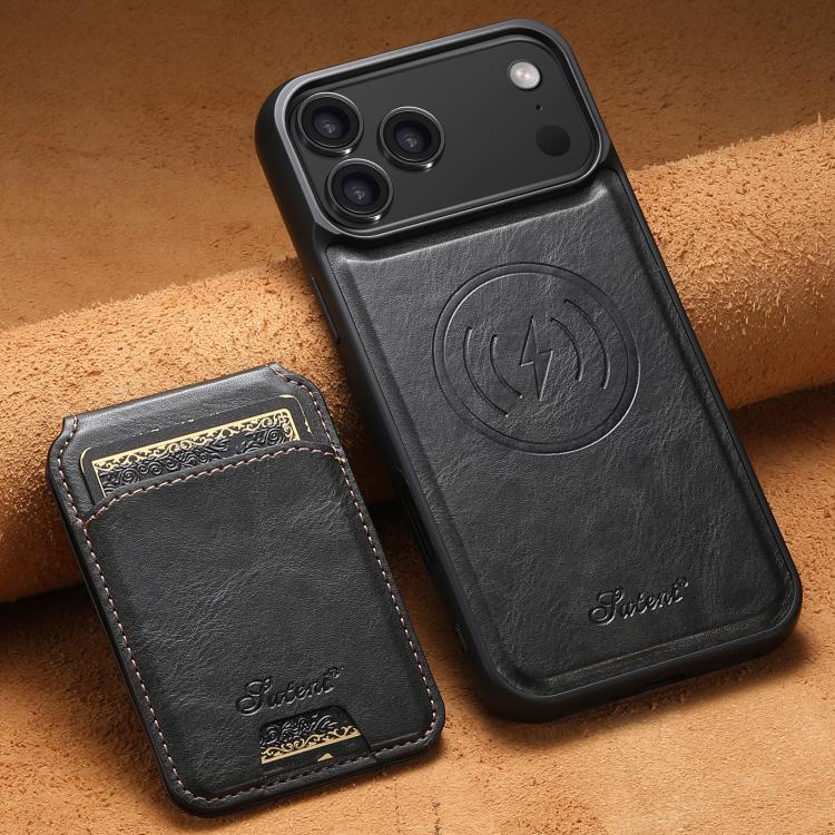 Suteni H15 MagSafe Oil Eax Leather Detachable Wallet Back Phone Case, For iPhone Air, For iPhone 16 Pro Max, For iPhone 16 Pro, For iPhone 16 Plus
