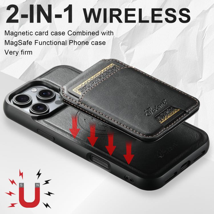 Suteni H15 MagSafe Oil Eax Leather Detachable Wallet Back Phone Case, For iPhone Air, For iPhone 16 Pro Max, For iPhone 16 Pro, For iPhone 16 Plus
