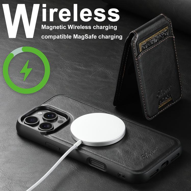 Suteni H15 MagSafe Oil Eax Leather Detachable Wallet Back Phone Case, For iPhone Air, For iPhone 16 Pro Max, For iPhone 16 Pro, For iPhone 16 Plus