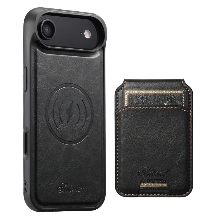 Suteni H15 MagSafe Oil Eax Leather Detachable Wallet Back Phone Case, For iPhone Air, For iPhone 16 Pro Max, For iPhone 16 Pro, For iPhone 16 Plus