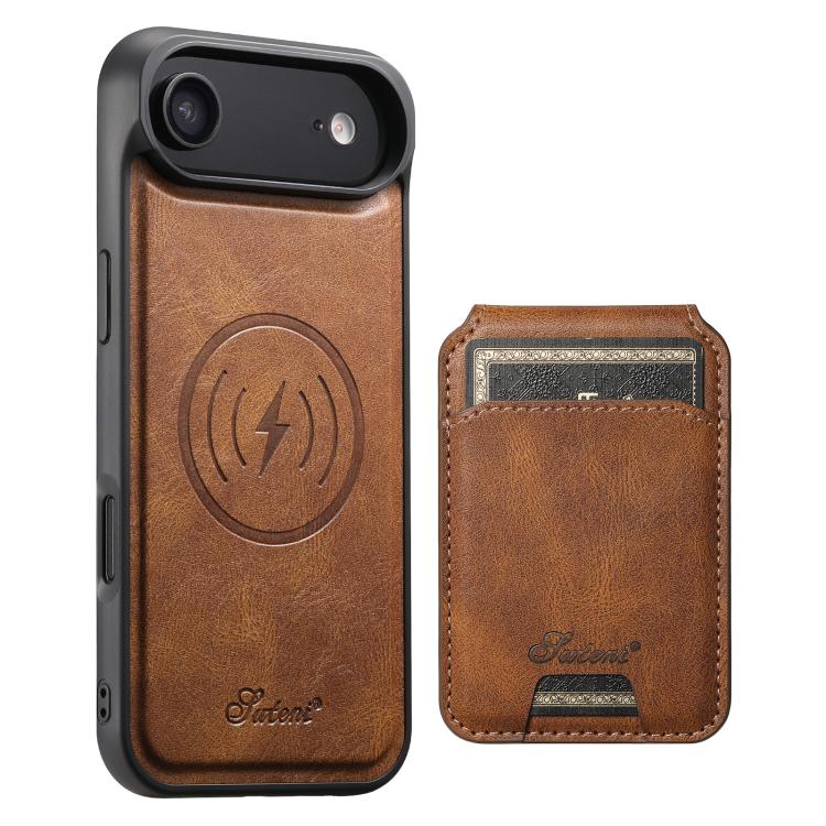 Suteni H15 MagSafe Oil Eax Leather Detachable Wallet Back Phone Case, For iPhone Air, For iPhone 16 Pro Max, For iPhone 16 Pro, For iPhone 16 Plus