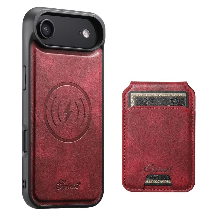 Suteni H15 MagSafe Oil Eax Leather Detachable Wallet Back Phone Case, For iPhone Air, For iPhone 16 Pro Max, For iPhone 16 Pro, For iPhone 16 Plus