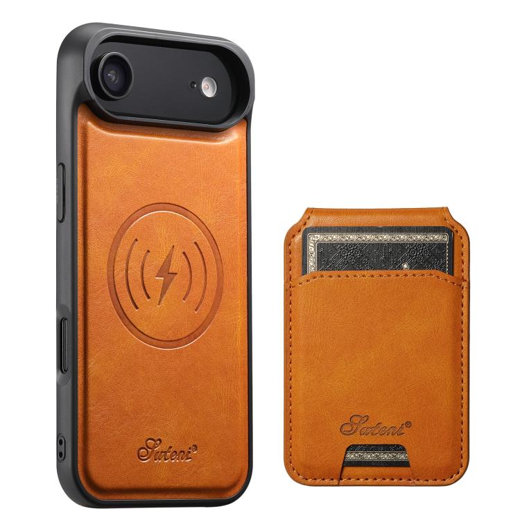 Suteni H15 MagSafe Oil Eax Leather Detachable Wallet Back Phone Case, For iPhone Air, For iPhone 16 Pro Max, For iPhone 16 Pro, For iPhone 16 Plus