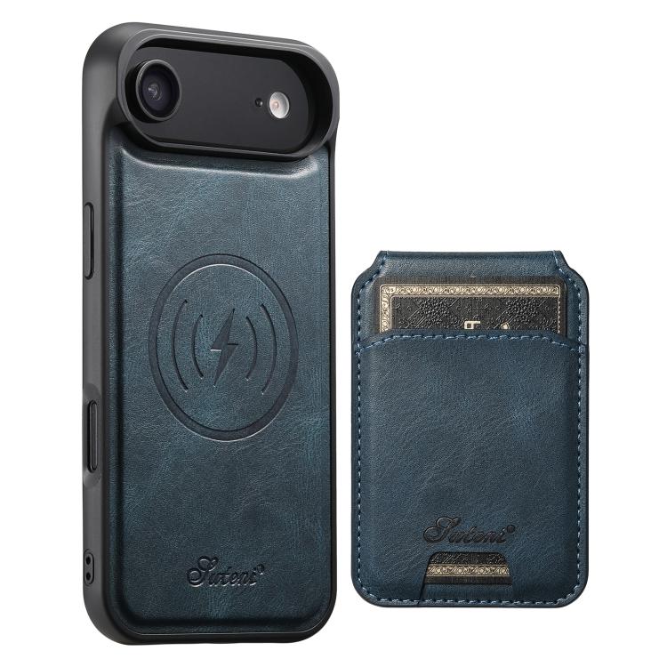 Suteni H15 MagSafe Oil Eax Leather Detachable Wallet Back Phone Case, For iPhone Air, For iPhone 16 Pro Max, For iPhone 16 Pro, For iPhone 16 Plus