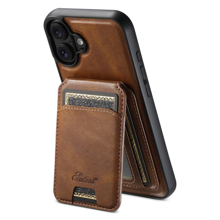 Suteni H15 MagSafe Oil Eax Leather Detachable Wallet Back Phone Case, For iPhone Air, For iPhone 16 Pro Max, For iPhone 16 Pro, For iPhone 16 Plus