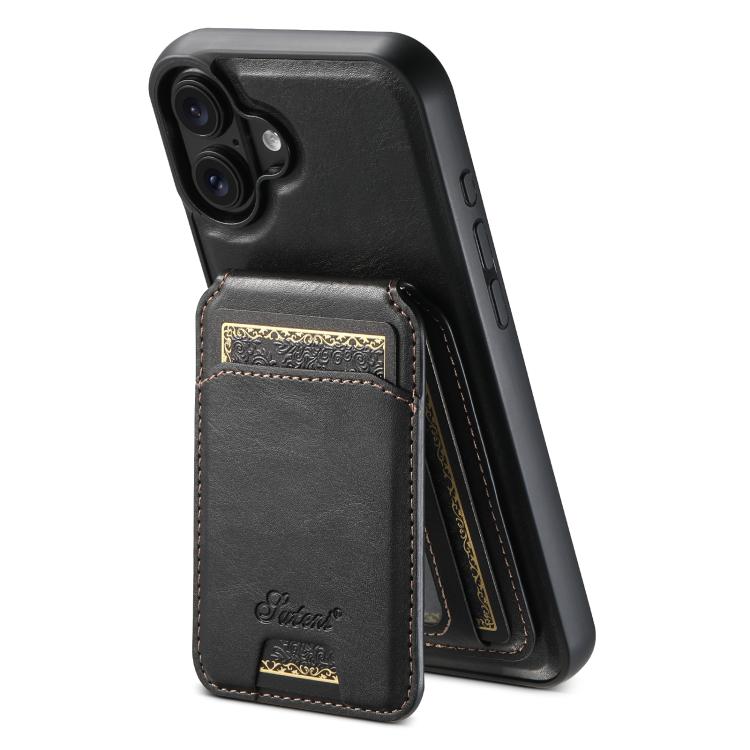 Suteni H15 MagSafe Oil Eax Leather Detachable Wallet Back Phone Case, For iPhone 17e / 16e, For iPhone 17 Pro Max, For iPhone 17 Pro, For iPhone 17