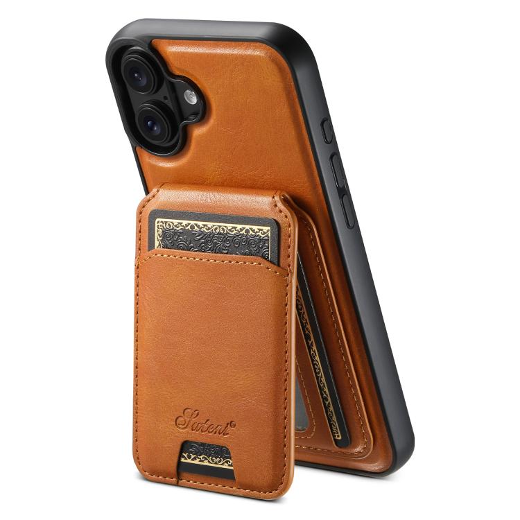 Suteni H15 MagSafe Oil Eax Leather Detachable Wallet Back Phone Case, For iPhone 17e / 16e, For iPhone 17 Pro Max, For iPhone 17 Pro, For iPhone 17