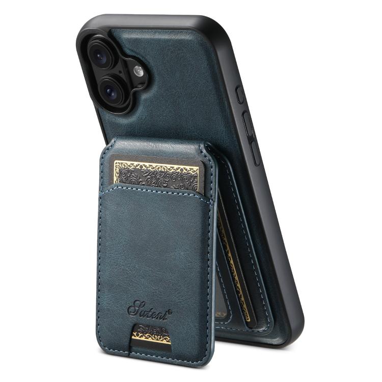 Suteni H15 MagSafe Oil Eax Leather Detachable Wallet Back Phone Case, For iPhone 17e / 16e, For iPhone 17 Pro Max, For iPhone 17 Pro, For iPhone 17