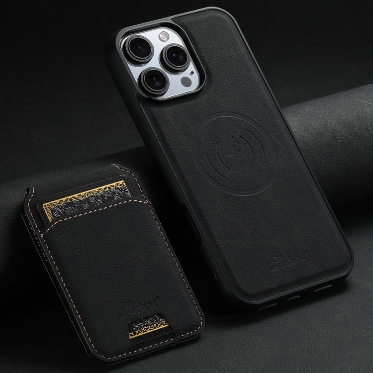 Suteni H16 Litchi Texture Leather Detachable Wallet Back Phone Case, For iPhone 16 Pro, For iPhone 16 Plus, For iPhone 16, For iPhone 15 Pro Max, For iPhone 15 Pro, For iPhone 15 Plus