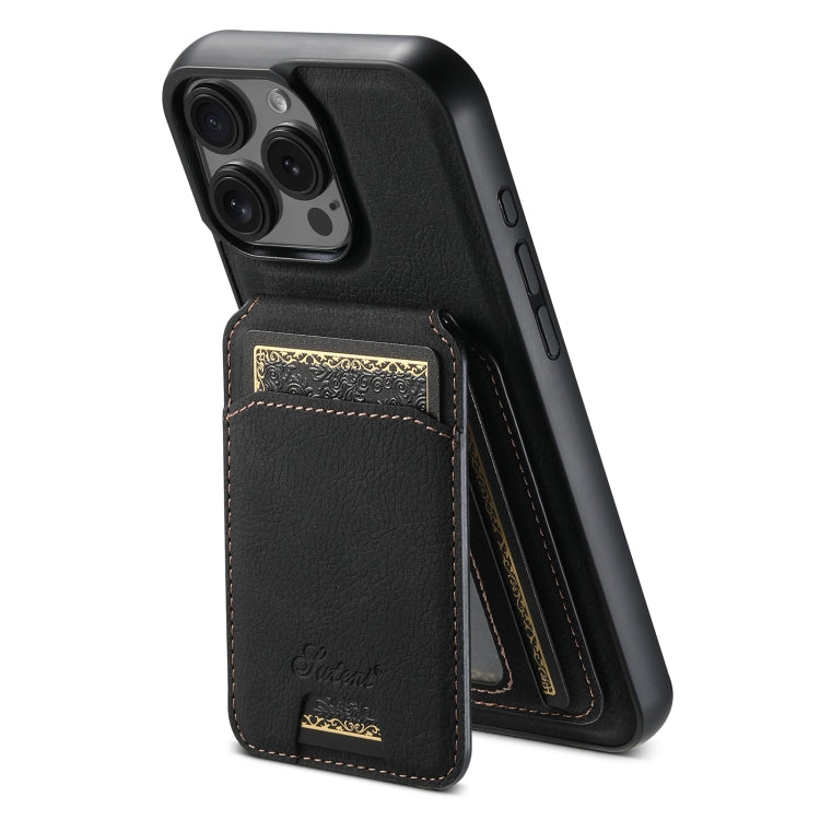 Suteni H16 Litchi Texture Leather Detachable Wallet Back Phone Case, For iPhone 16 Pro, For iPhone 16 Plus, For iPhone 16, For iPhone 15 Pro Max, For iPhone 15 Pro, For iPhone 15 Plus