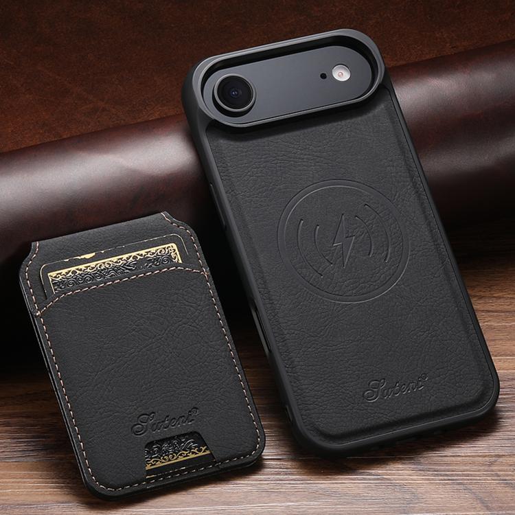 Suteni H16 Litchi Texture Leather Detachable Wallet Back Phone Case, For iPhone 16 Pro, For iPhone 16 Plus, For iPhone 16, For iPhone 15 Pro Max, For iPhone 15 Pro, For iPhone 15 Plus