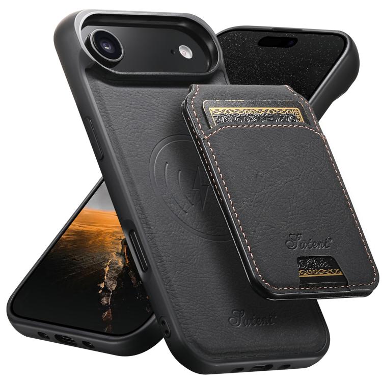 Suteni H16 Litchi Texture Leather Detachable Wallet Back Phone Case, For iPhone 16 Pro, For iPhone 16 Plus, For iPhone 16, For iPhone 15 Pro Max, For iPhone 15 Pro, For iPhone 15 Plus