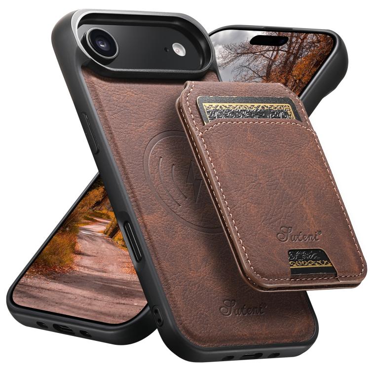 Suteni H16 Litchi Texture Leather Detachable Wallet Back Phone Case, For iPhone 16 Pro, For iPhone 16 Plus, For iPhone 16, For iPhone 15 Pro Max, For iPhone 15 Pro, For iPhone 15 Plus