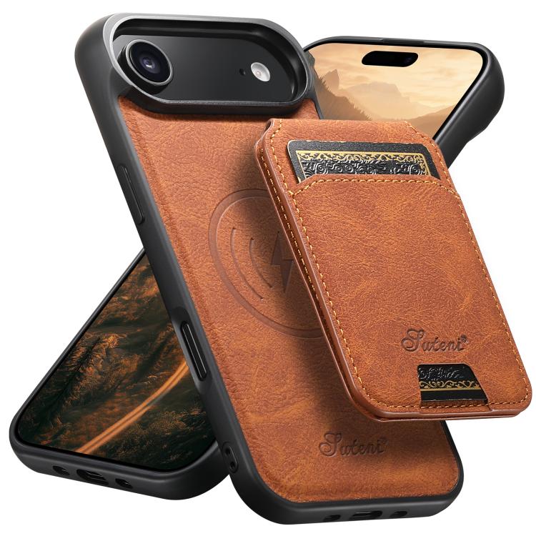 Suteni H16 Litchi Texture Leather Detachable Wallet Back Phone Case, For iPhone 16 Pro, For iPhone 16 Plus, For iPhone 16, For iPhone 15 Pro Max, For iPhone 15 Pro, For iPhone 15 Plus