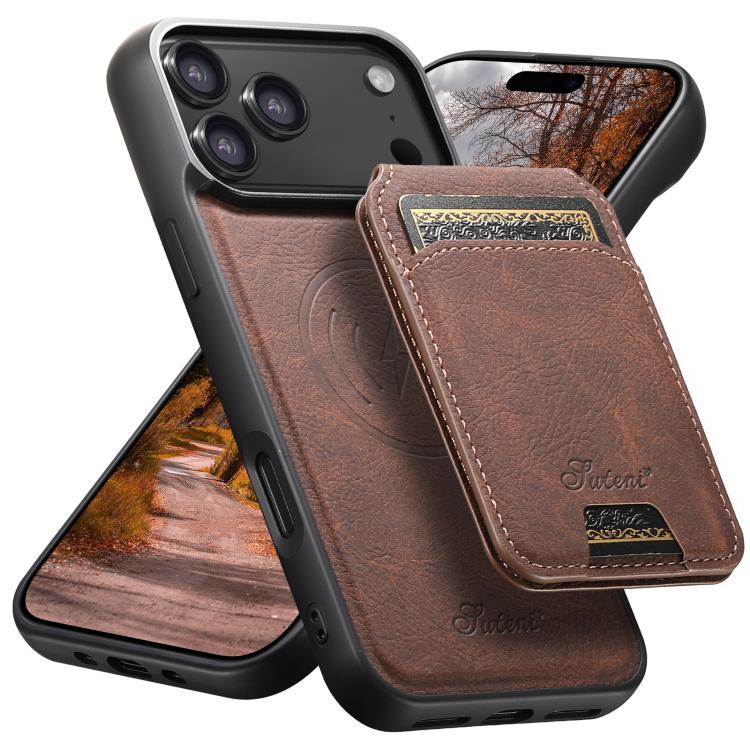Suteni H16 Litchi Texture Leather Detachable Wallet Back Phone Case, For iPhone 17e / 16e, For iPhone 17 Pro Max, For iPhone 17 Pro, For iPhone 17, For iPhone Air, For iPhone 16 Pro Max