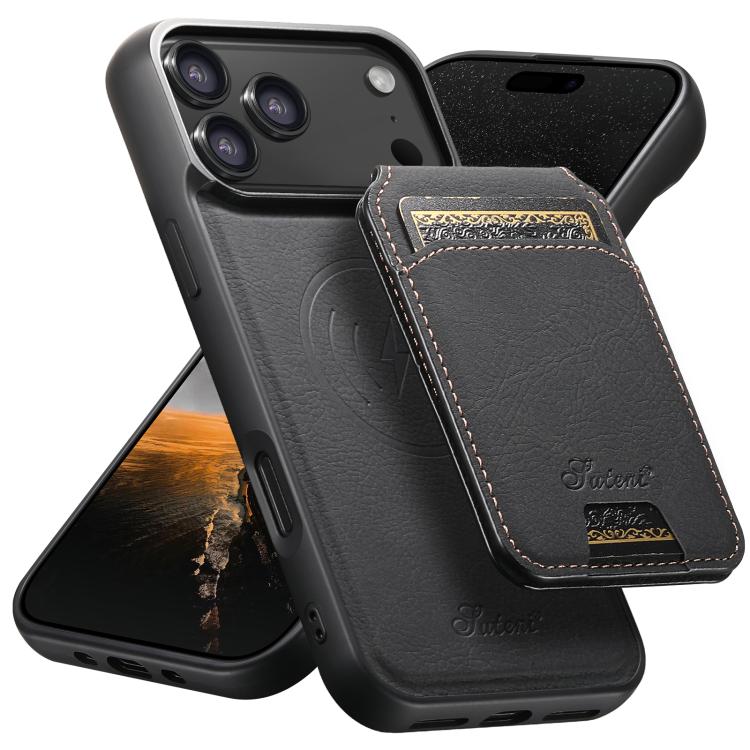 Suteni H16 Litchi Texture Leather Detachable Wallet Back Phone Case, For iPhone 17e / 16e, For iPhone 17 Pro Max, For iPhone 17 Pro, For iPhone 17, For iPhone Air, For iPhone 16 Pro Max