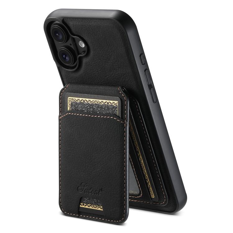 Suteni H16 Litchi Texture Leather Detachable Wallet Back Phone Case, For iPhone 17e / 16e, For iPhone 17 Pro Max, For iPhone 17 Pro, For iPhone 17, For iPhone Air, For iPhone 16 Pro Max