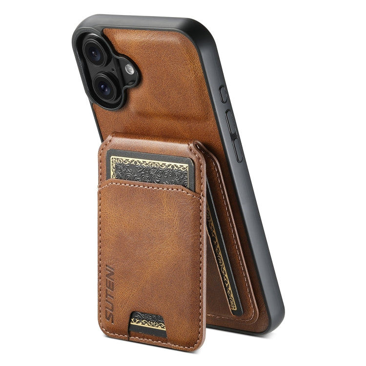 Suteni H02 Leather Wallet Stand Back Phone Case, For iPhone 16, For iPhone 15 Pro Max, For iPhone 15 Pro, For iPhone 15 Plus, For iPhone 15, For iPhone 14 Plus, For iPhone 14, For iPhone 14 Pro