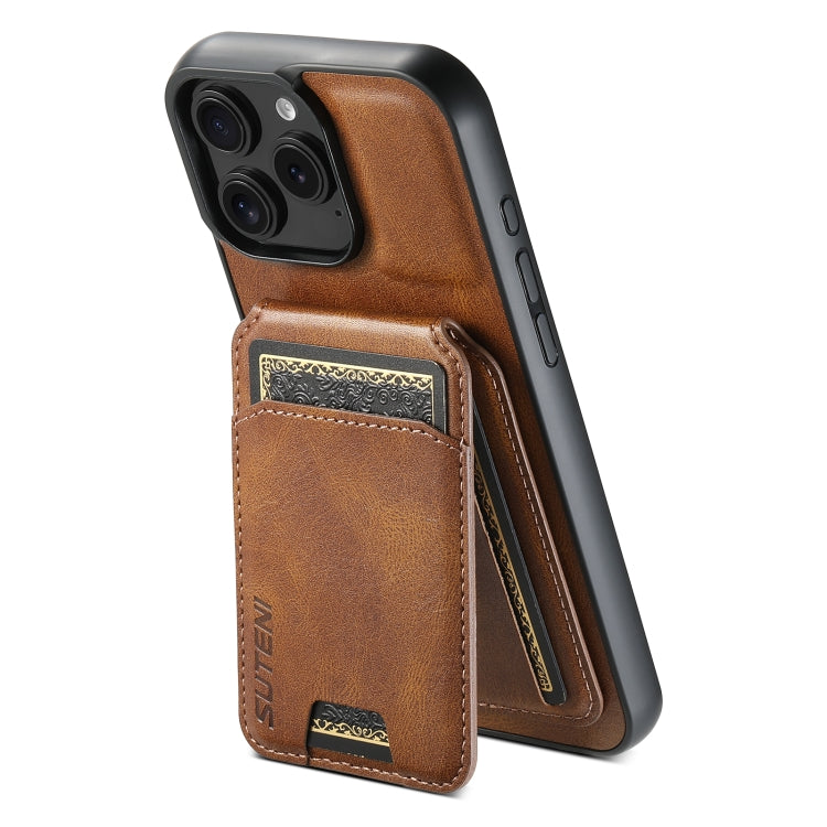 Suteni H02 Leather Wallet Stand Back Phone Case, For iPhone 16, For iPhone 15 Pro Max, For iPhone 15 Pro, For iPhone 15 Plus, For iPhone 15, For iPhone 14 Plus, For iPhone 14, For iPhone 14 Pro