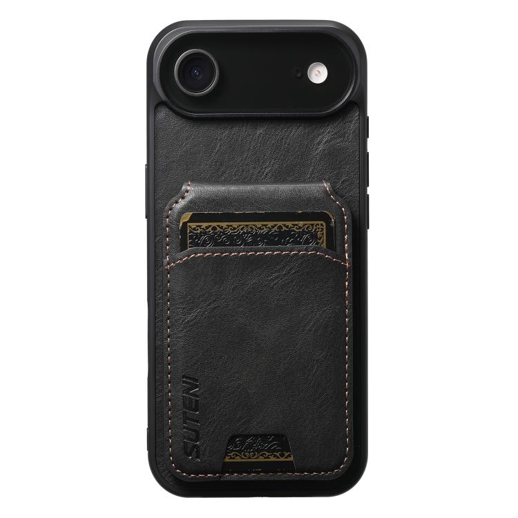 Suteni H02 Leather Wallet Stand Back Phone Case, For iPhone 17 Pro Max, For iPhone 17 Pro, For iPhone 17, For iPhone Air, For iPhone 16e, For iPhone 16 Pro Max, For iPhone 16 Pro, For iPhone 16 Plus
