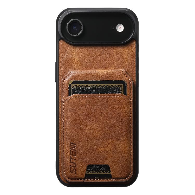 Suteni H02 Leather Wallet Stand Back Phone Case, For iPhone 17 Pro Max, For iPhone 17 Pro, For iPhone 17, For iPhone Air, For iPhone 16e, For iPhone 16 Pro Max, For iPhone 16 Pro, For iPhone 16 Plus