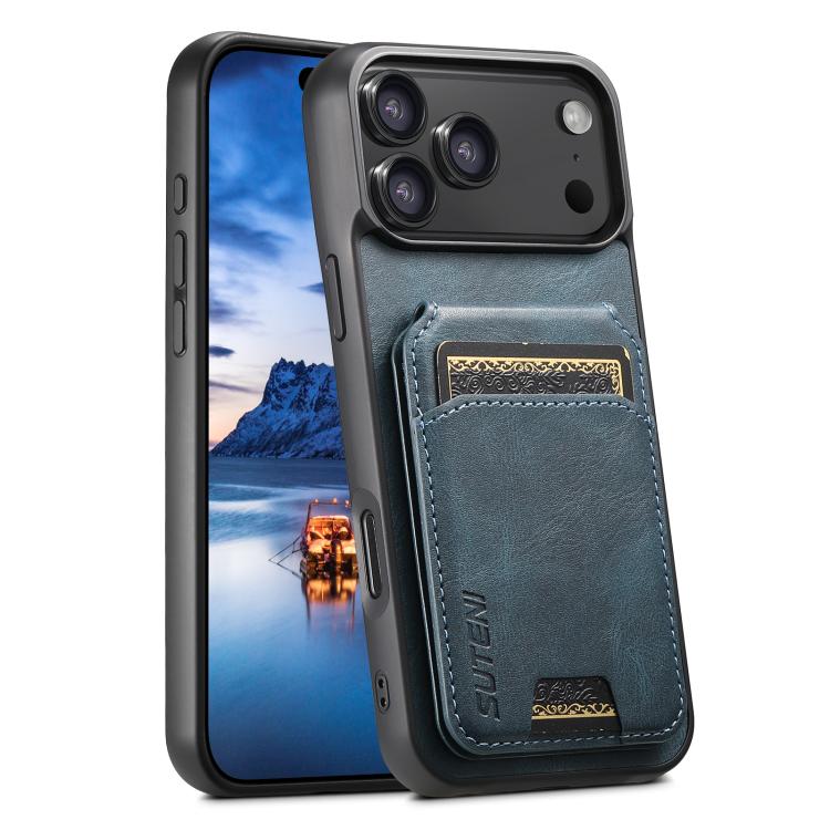Suteni H02 Leather Wallet Stand Back Phone Case, For iPhone 17 Pro Max, For iPhone 17 Pro, For iPhone 17, For iPhone Air, For iPhone 16e, For iPhone 16 Pro Max, For iPhone 16 Pro, For iPhone 16 Plus