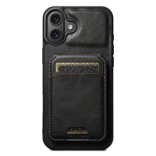 Suteni H02 Leather Wallet Stand Back Phone Case, For iPhone 17 Pro Max, For iPhone 17 Pro, For iPhone 17, For iPhone Air, For iPhone 16e, For iPhone 16 Pro Max, For iPhone 16 Pro, For iPhone 16 Plus
