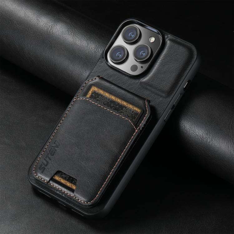 Suteni H02 Leather Wallet Stand Back Phone Case, For iPhone 17 Pro Max, For iPhone 17 Pro, For iPhone 17, For iPhone Air, For iPhone 16e, For iPhone 16 Pro Max, For iPhone 16 Pro, For iPhone 16 Plus