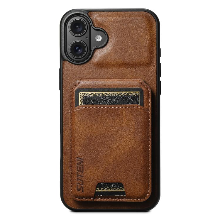 Suteni H02 Leather Wallet Stand Back Phone Case, For iPhone 17 Pro Max, For iPhone 17 Pro, For iPhone 17, For iPhone Air, For iPhone 16e, For iPhone 16 Pro Max, For iPhone 16 Pro, For iPhone 16 Plus