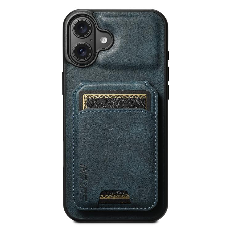 Suteni H02 Leather Wallet Stand Back Phone Case, For iPhone 17 Pro Max, For iPhone 17 Pro, For iPhone 17, For iPhone Air, For iPhone 16e, For iPhone 16 Pro Max, For iPhone 16 Pro, For iPhone 16 Plus