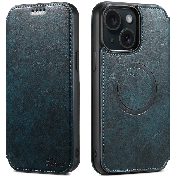 Suteni J05 Leather Magnetic MagSafe Phone Case, For iPhone 16 Plus, For iPhone 16, For iPhone 15 Pro Max, For iPhone 15 Pro, For iPhone 15 Plus, For iPhone 15