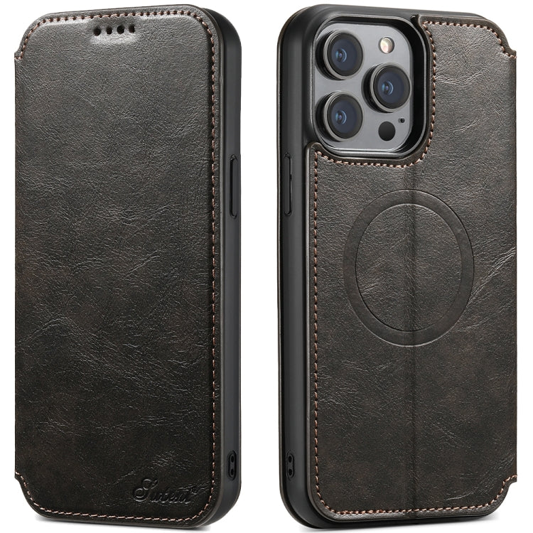 Suteni J05 Leather Magnetic MagSafe Phone Case, For iPhone 16 Plus, For iPhone 16, For iPhone 15 Pro Max, For iPhone 15 Pro, For iPhone 15 Plus, For iPhone 15