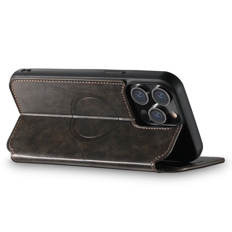 Suteni J05 Leather Magnetic MagSafe Phone Case, For iPhone 15 Pro, For iPhone 15 Plus, For iPhone 15