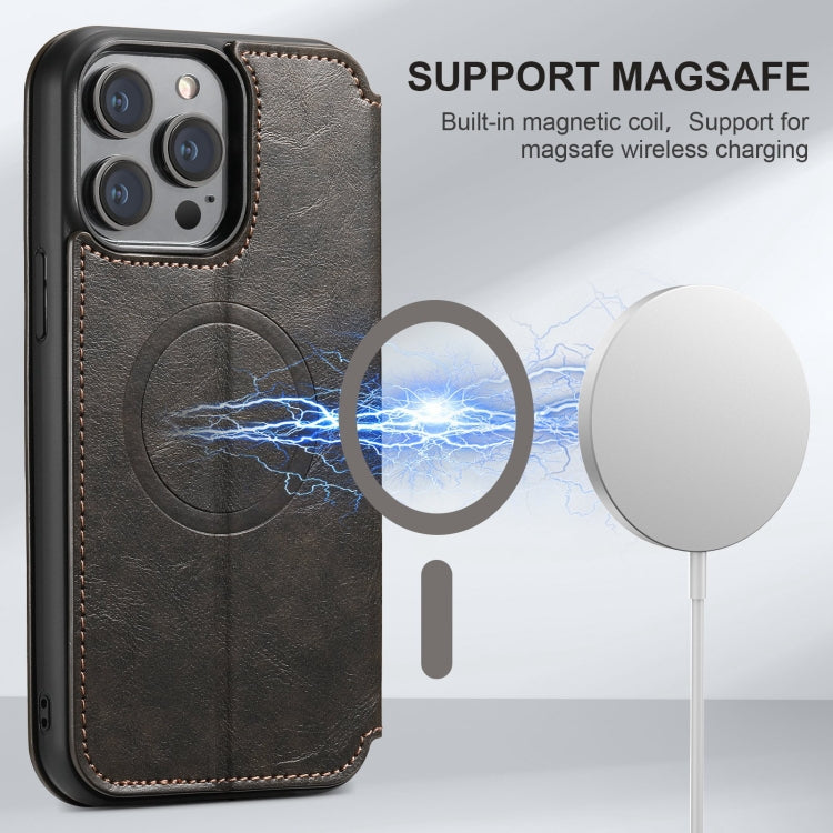 Suteni J05 Leather Magnetic MagSafe Phone Case, For iPhone 15 Pro, For iPhone 15 Plus, For iPhone 15