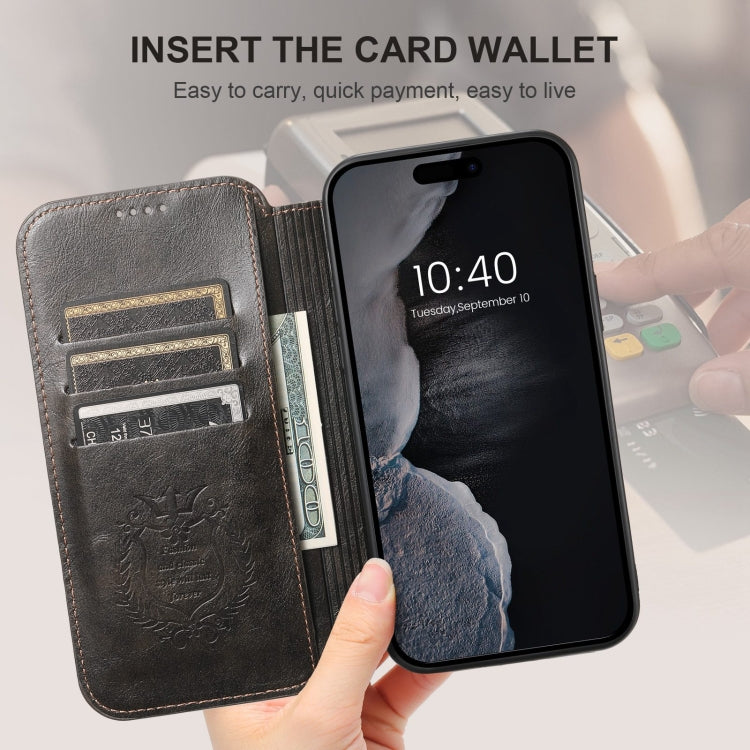 Suteni J05 Leather Magnetic MagSafe Phone Case, For iPhone 15 Pro, For iPhone 15 Plus, For iPhone 15