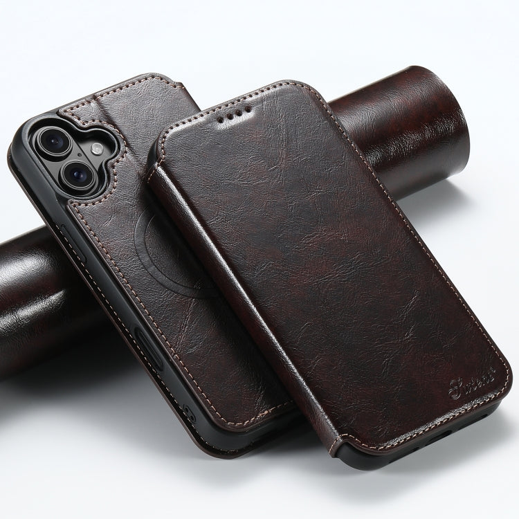 Suteni J05 Leather Magnetic MagSafe Phone Case, For iPhone 16 Plus, For iPhone 16, For iPhone 15 Pro Max, For iPhone 15 Pro, For iPhone 15 Plus, For iPhone 15