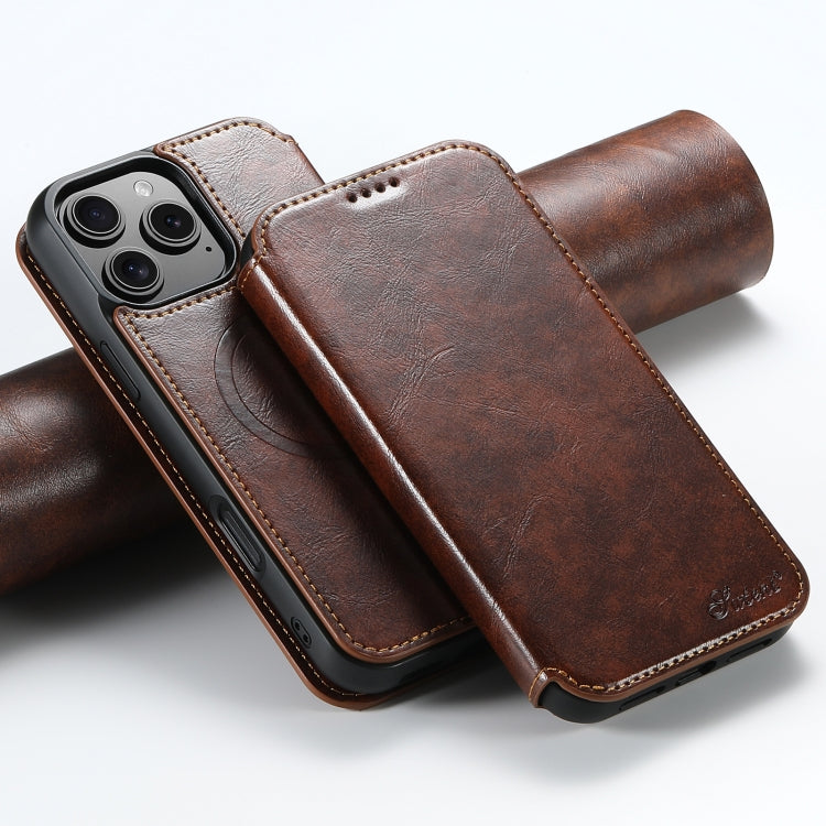 Suteni J05 Leather Magnetic MagSafe Phone Case, For iPhone 16 Plus, For iPhone 16, For iPhone 15 Pro Max, For iPhone 15 Pro, For iPhone 15 Plus, For iPhone 15
