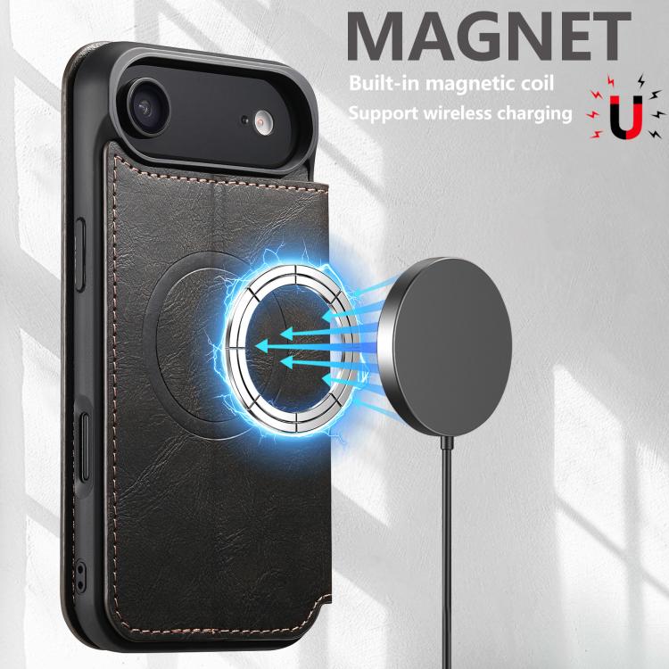 Suteni J05 Leather Magnetic MagSafe Phone Case, For iPhone 16 Plus, For iPhone 16, For iPhone 15 Pro Max, For iPhone 15 Pro, For iPhone 15 Plus, For iPhone 15
