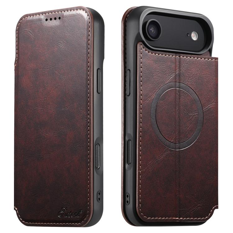 Suteni J05 Leather Magnetic MagSafe Phone Case, For iPhone 16 Plus, For iPhone 16, For iPhone 15 Pro Max, For iPhone 15 Pro, For iPhone 15 Plus, For iPhone 15