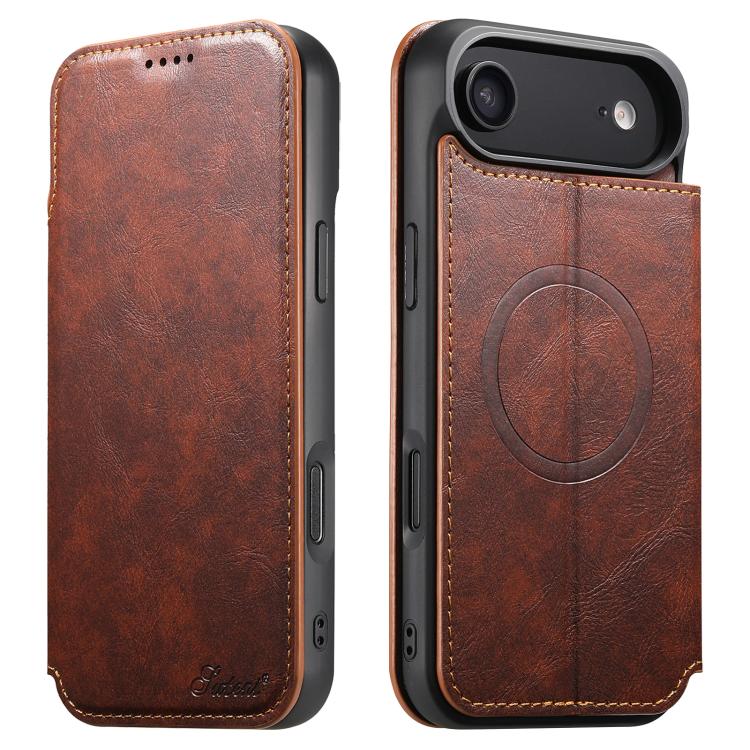 Suteni J05 Leather Magnetic MagSafe Phone Case, For iPhone 16 Plus, For iPhone 16, For iPhone 15 Pro Max, For iPhone 15 Pro, For iPhone 15 Plus, For iPhone 15