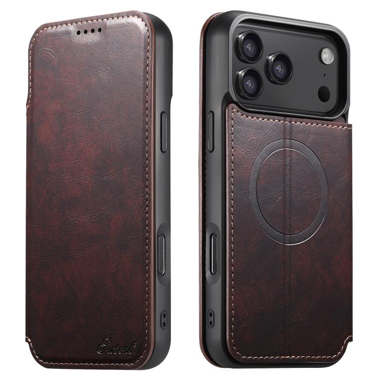 Suteni J05 Leather Magnetic MagSafe Phone Case, For iPhone 17 Pro Max, For iPhone 17 Pro, For iPhone 17, For iPhone Air, For iPhone 16 Pro Max, For iPhone 16 Pro