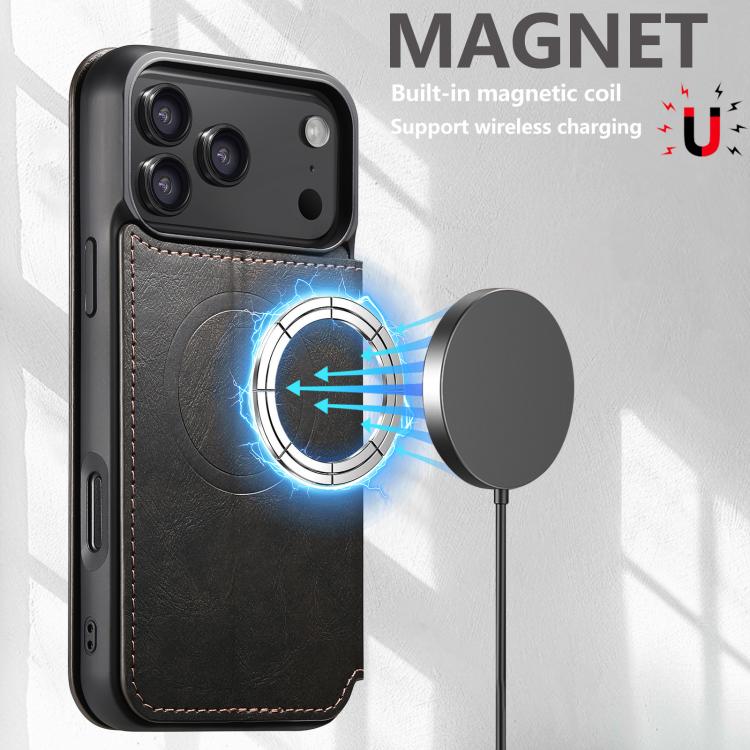 Suteni J05 Leather Magnetic MagSafe Phone Case, For iPhone 17 Pro Max, For iPhone 17 Pro, For iPhone 17, For iPhone Air, For iPhone 16 Pro Max, For iPhone 16 Pro