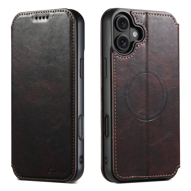 Suteni J05 Leather Magnetic MagSafe Phone Case, For iPhone 17 Pro Max, For iPhone 17 Pro, For iPhone 17, For iPhone Air, For iPhone 16 Pro Max, For iPhone 16 Pro