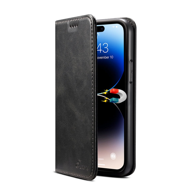 Suteni Calf Texture Horizontal Flip Leather Phone Case, For iPhone 15